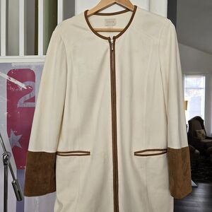 Chico's Elegant Cream and Brown Cape Jacket